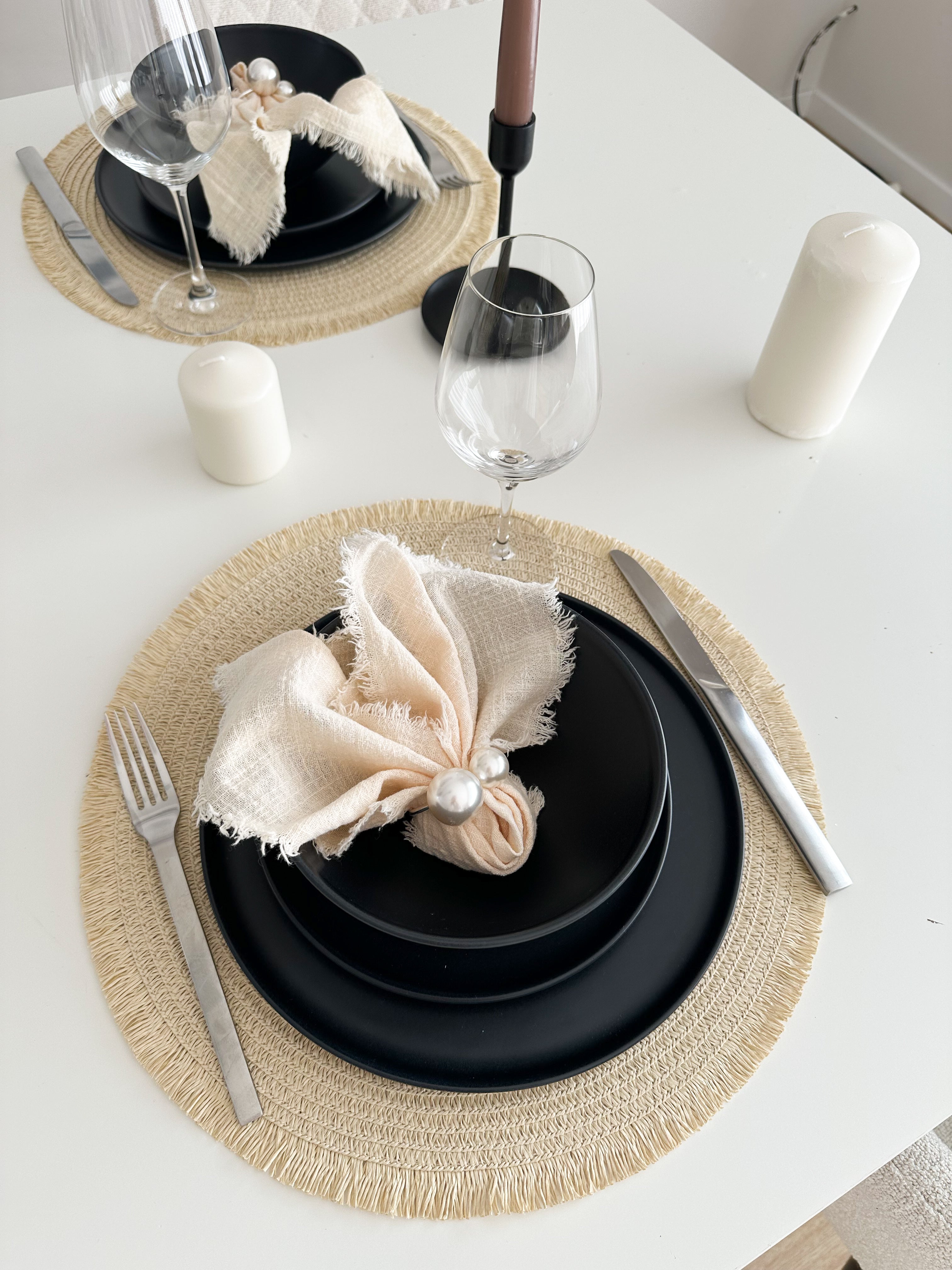 Modernes skandinavisches Geschirr set, Steingut Geschirr set 6 Personen, schwarz matt