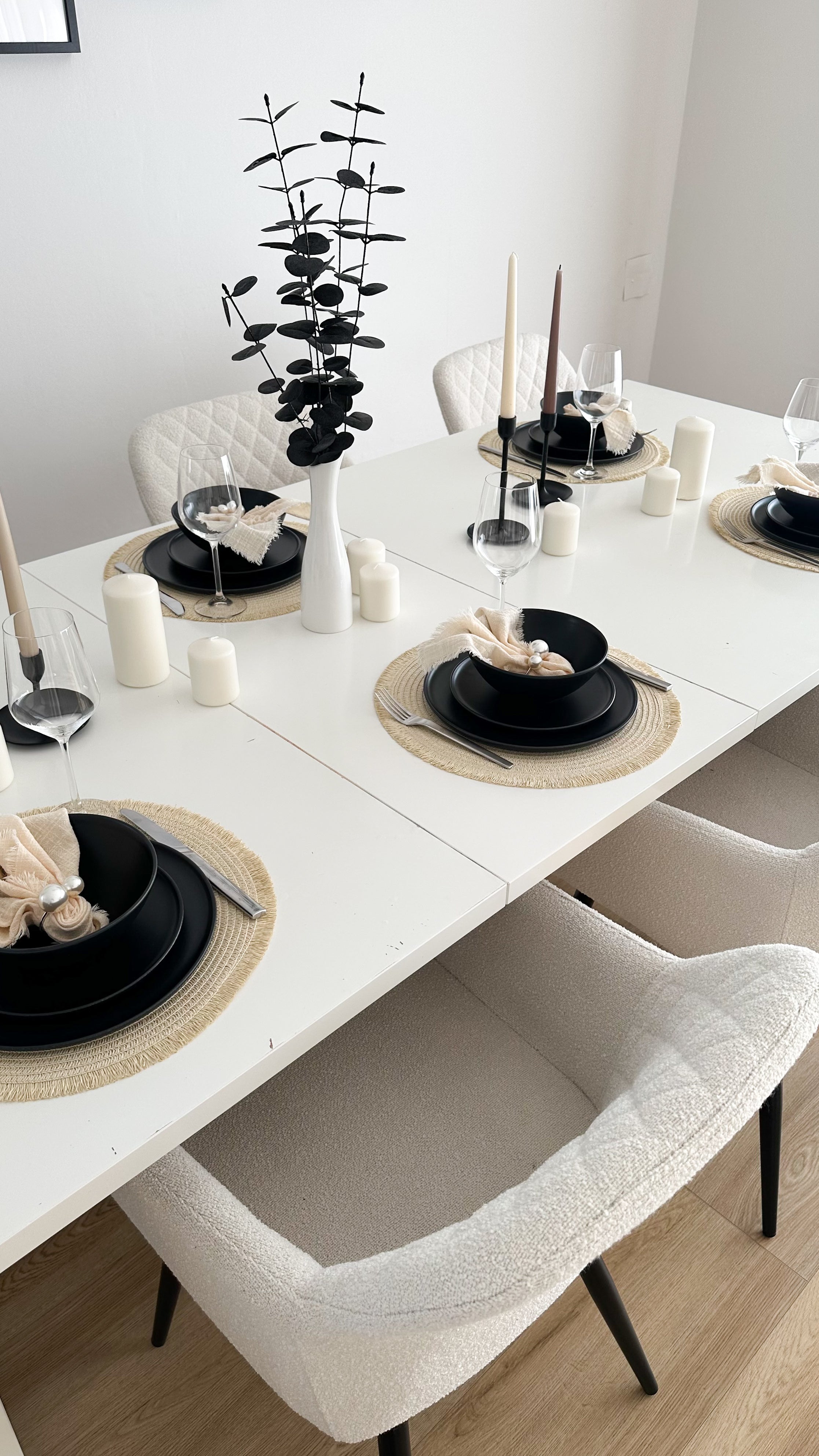 Modernes skandinavisches Geschirr set, Steingut Geschirr set 6 Personen, schwarz matt
