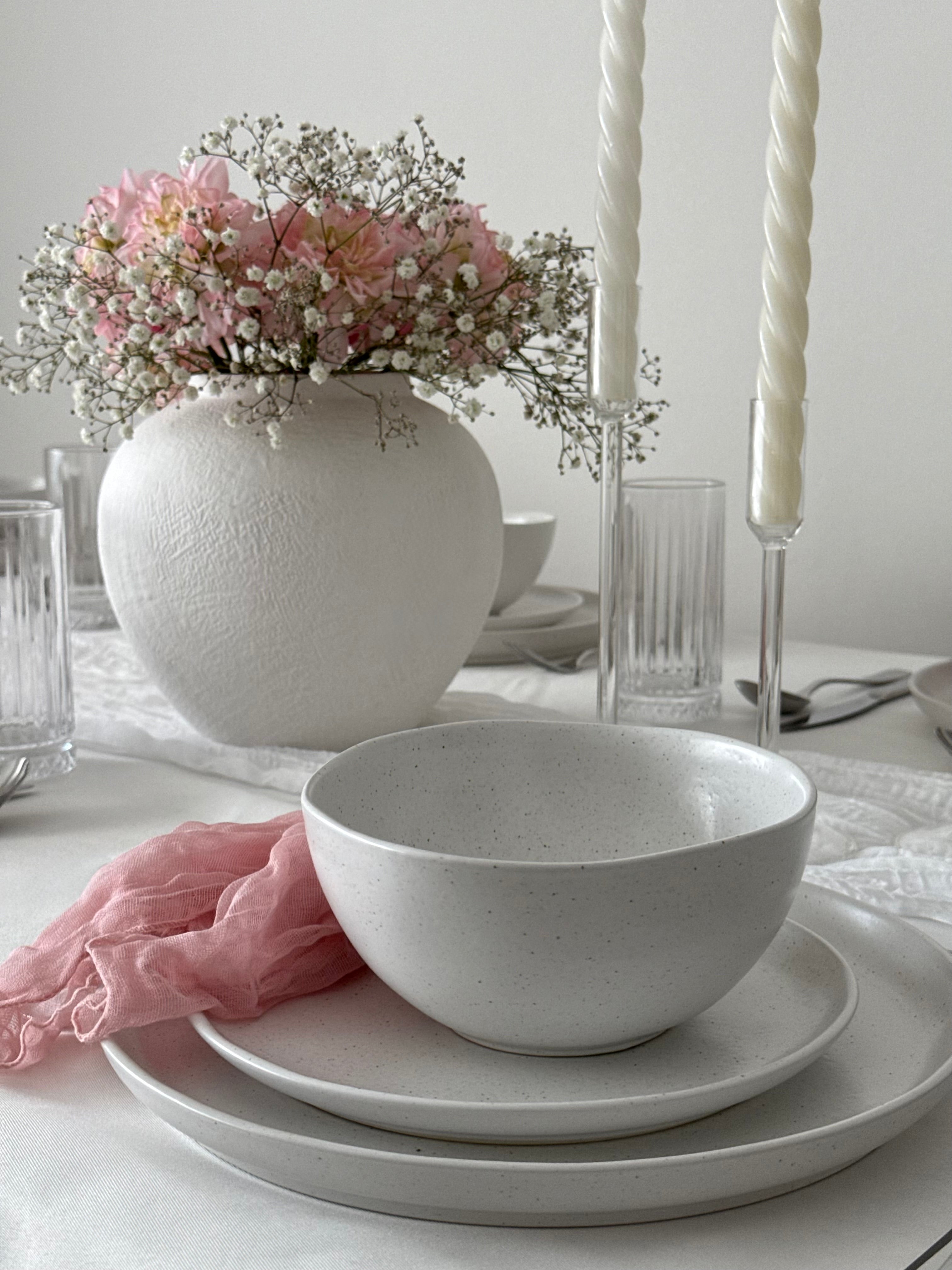 Nordisches Design Geschirrset weiß matt, für 6 Personen,nachhaltig hergestellt in Portugal