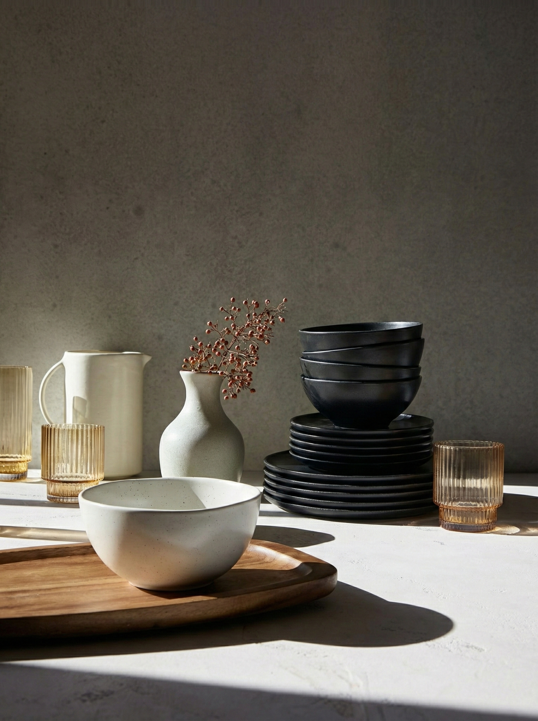 Modernes skandinavisches Geschirr set, Steingut Geschirr set 6 Personen
