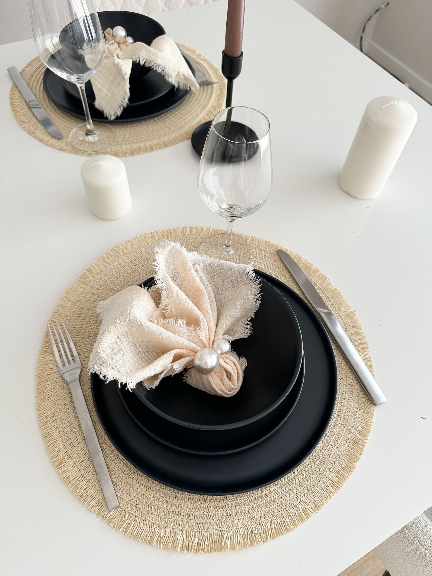  Modernes skandinavisches Geschirr set, Steingut Geschirr set 6 Personen, schwarz matt