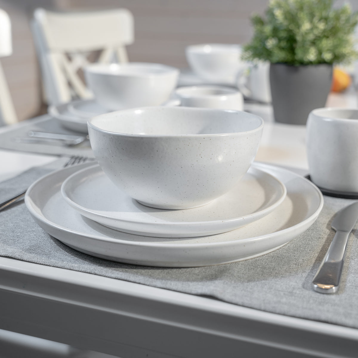 Nordic Design Steingut Geschirr set Weiß Matt, hergestellt in Portugal – nortea