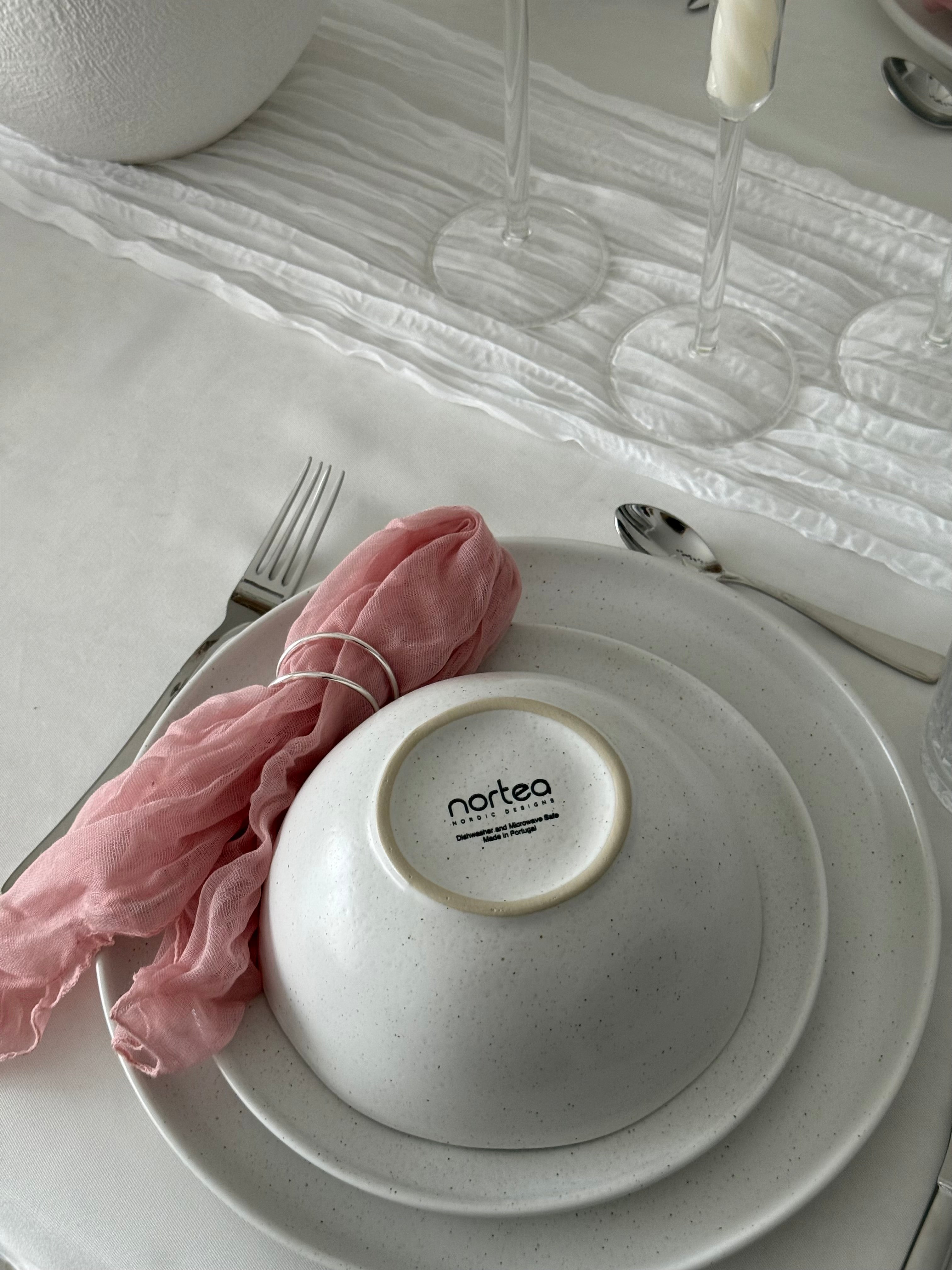 Nortea - Nordisches Design Geschirrset weiß matt, für 6 Personen, nachhaltig hergestellt in Portugal