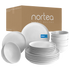 Nordisches Design skandinavisches geschirr, Geschirrset weiß matt, für 6 Personen, 18-tlg, mit organischen Formen, nachhaltig hergestellt in Portugal+ png+ packaging 