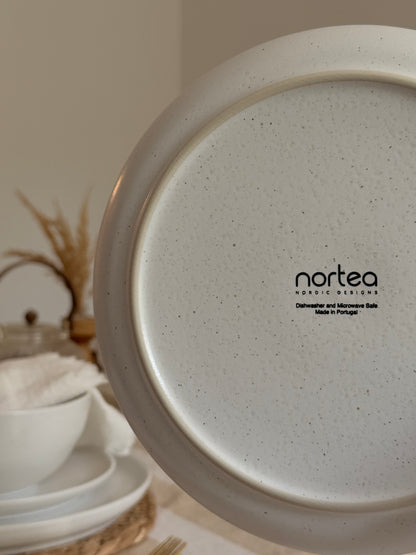 nortea – Nordisches Design Geschirrset weiß matt, für 6 Personen, 18-tlg, mit organischen Formen, nachhaltig hergestellt in Portugal