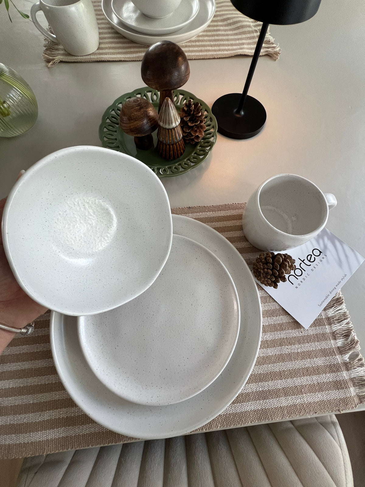 Nordic Design Steingut Geschirr set Weiß Matt, hergestellt in Portugal – nortea