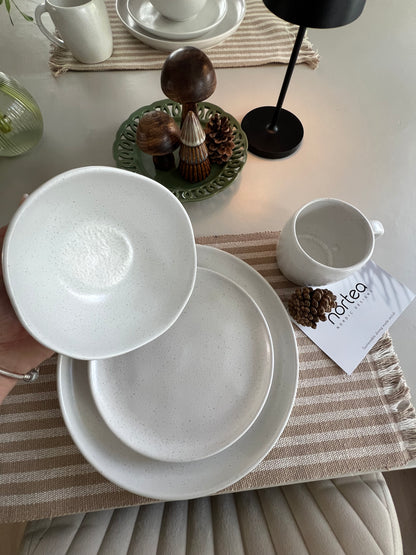 Portugiesisches Geschirr Set Steingut Weiß Matt