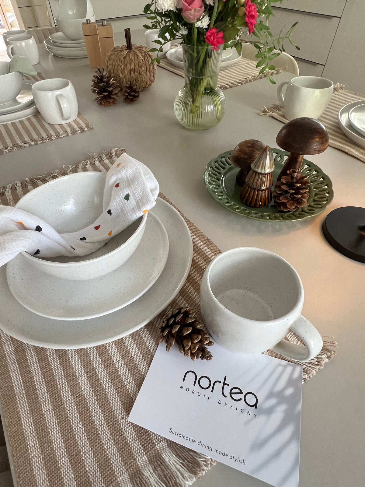6 teiliges Kaffeetassen Set aus Steingut – Nordic Design in Weiß Matt – nortea