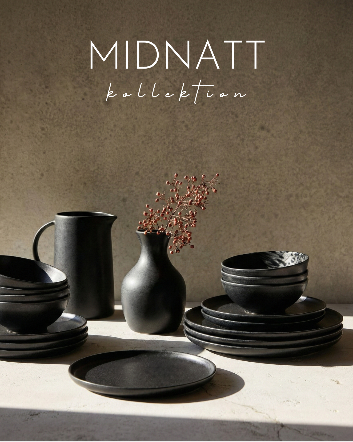 modernes skandinavisches geschirr set schwarz matt