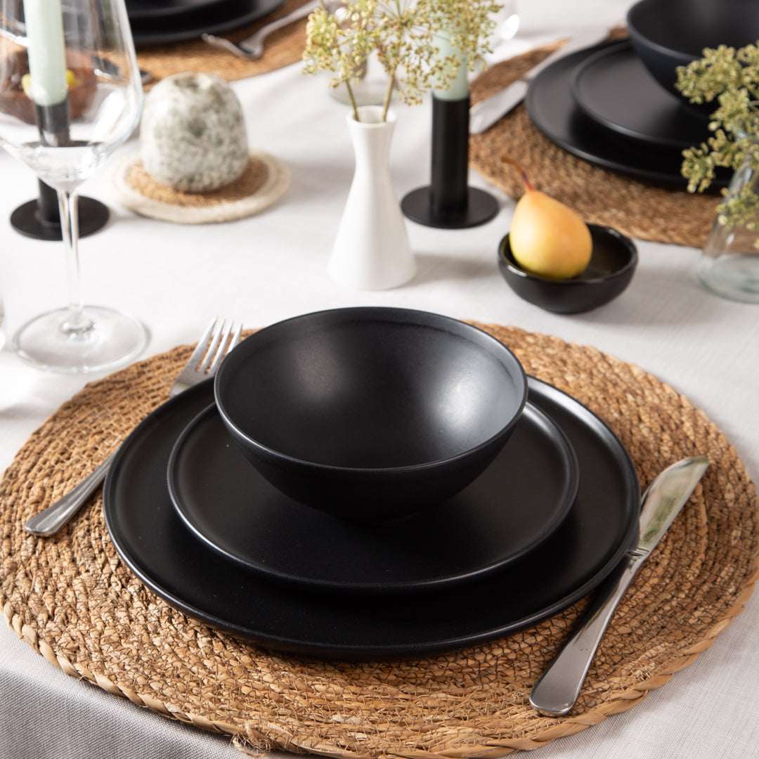 nortea Skandinavisches steingut Geschirr set schwarz matt modern