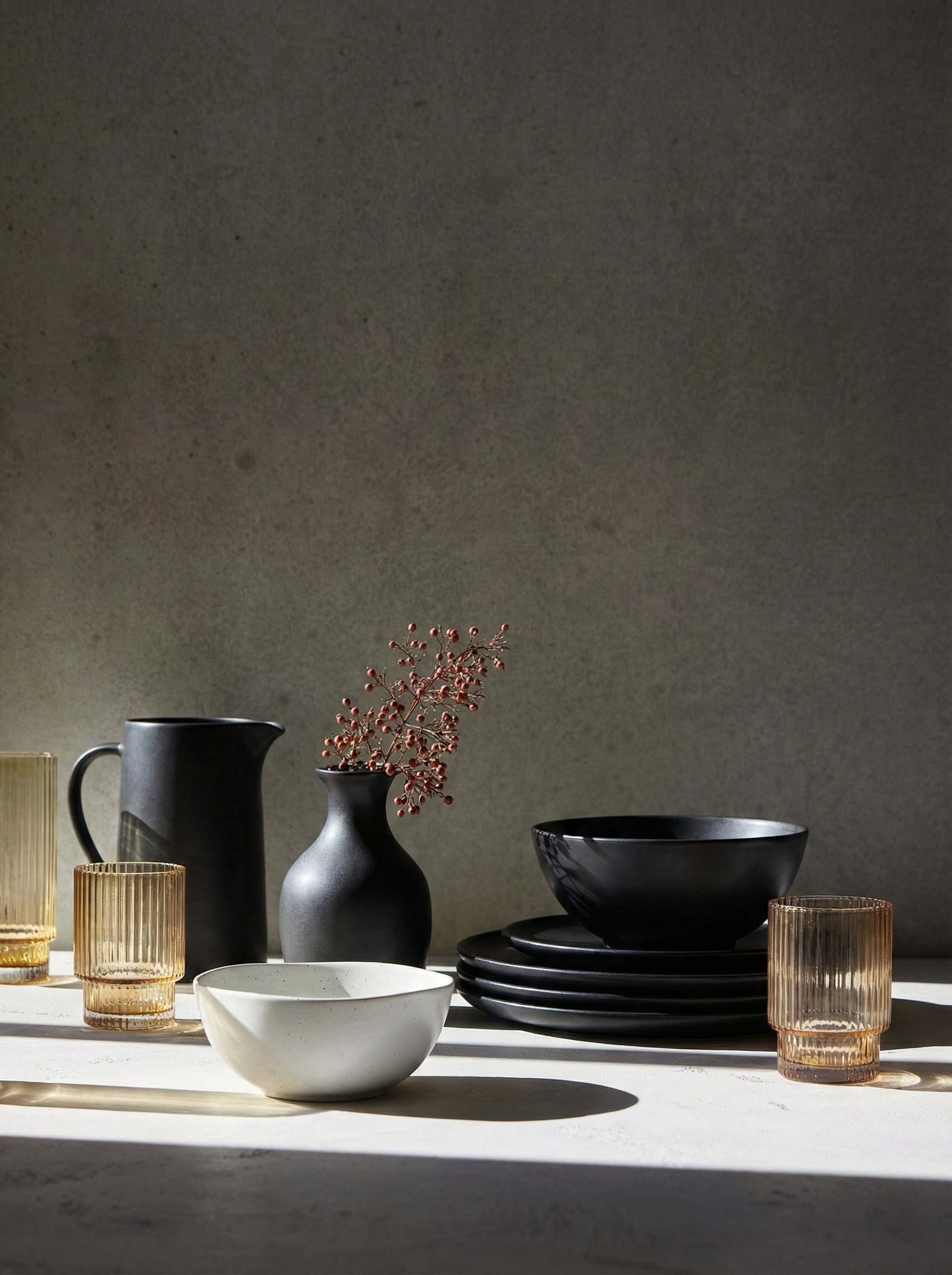 moderness und hochwertiges steingut geschirr set schwarz